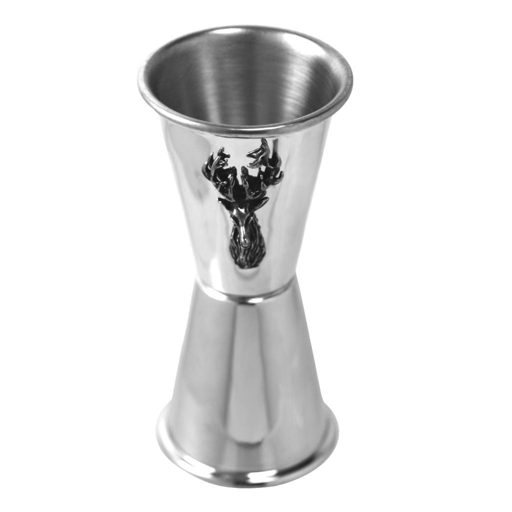 STAG HEAD DOUBLE SHOT PEWTER BAR MEASURE